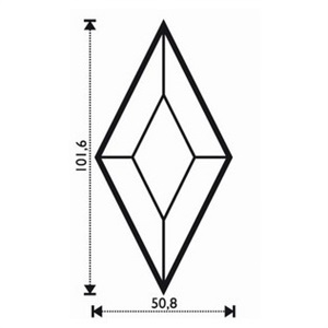 Diamantform Glas 5,08 x 10,16 cm